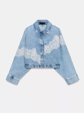 Zara Z1975 SHORT LACE DENIM JACKET SET